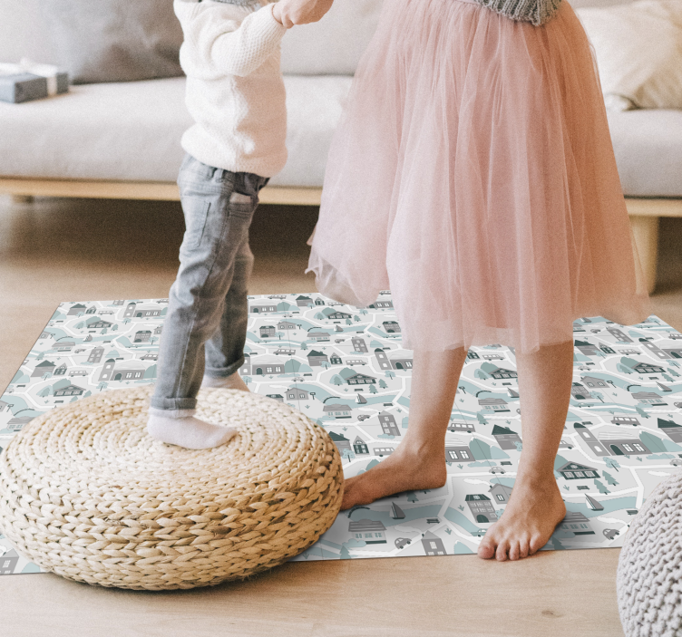 Blå og grå by baby legemåtte - TenStickers