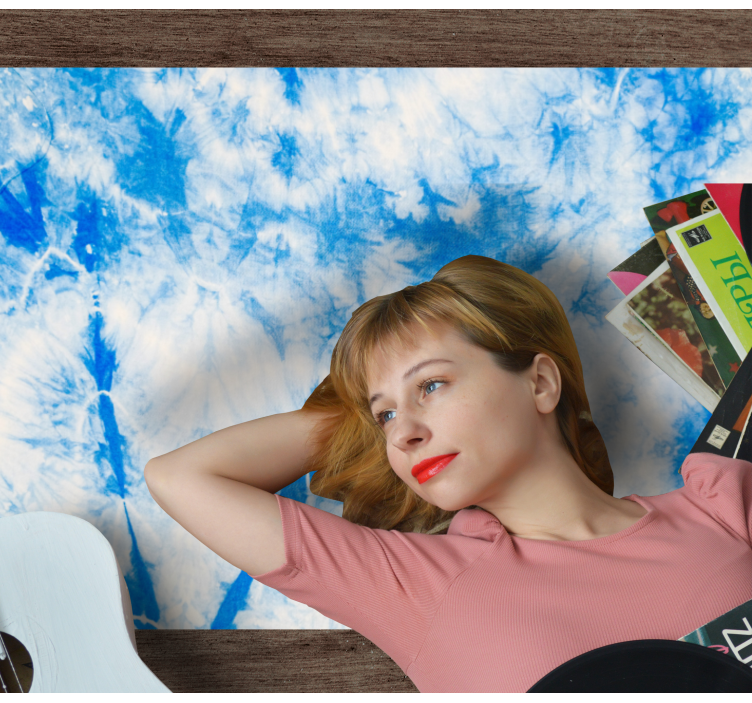 Blå og hvid slipsfarve moderne tæppe - TenStickers