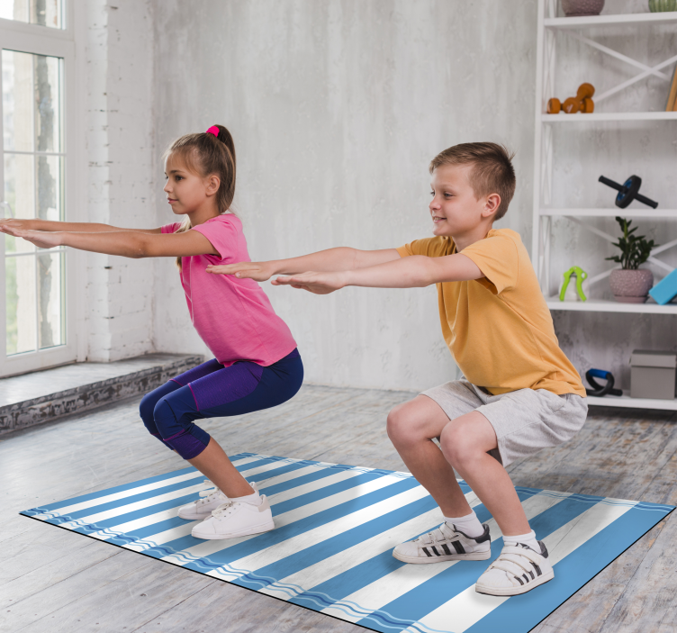 Blå og hvid stribet matros tæppe - TenStickers