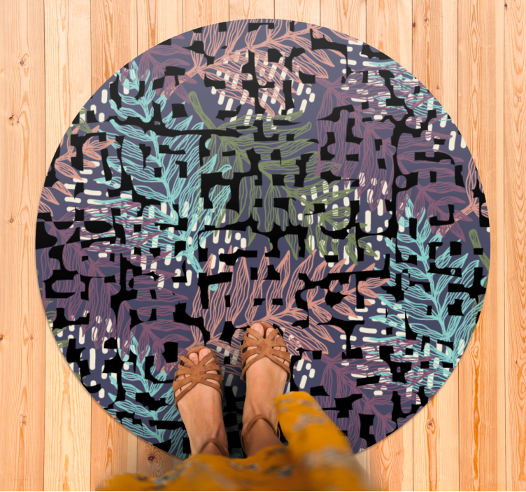 Bladrige botaniske elementer Blomster og planter vinyltæppe - TenStickers