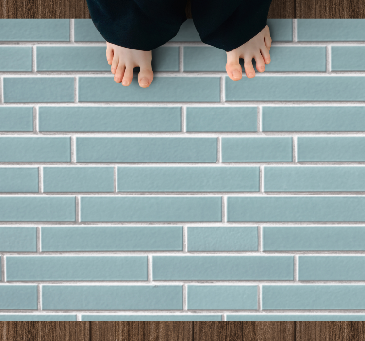 Blåt murstensmotiv vinyl tæppe til badeværelset - TenStickers