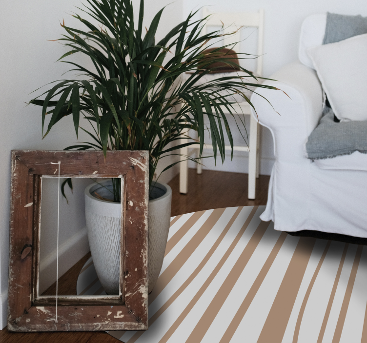 Blød stribet elegance rundt vinyltæppe - TenStickers