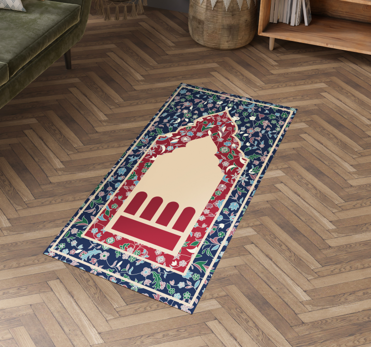 Blomst mønster persisk stye rektangel vinyl gulvtæpper - TenStickers