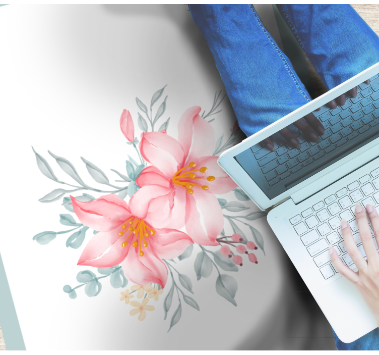 Blomster og planter vinyltæppe i pink blomster elegance - TenStickers