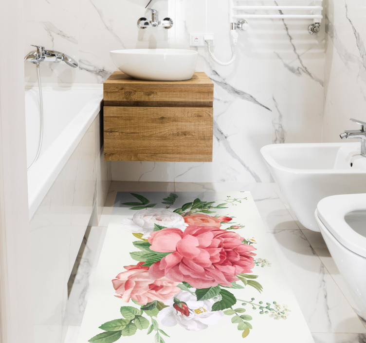 Blomster og roser blomster vinyl tæppe - TenStickers