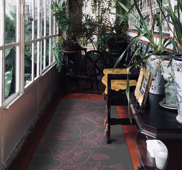 Blomsterkonturskitse Blomster og planter vinyltæppe - TenStickers