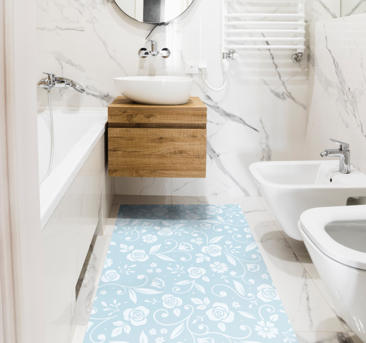 Blomstermønster blues Blomster og planter vinyltæppe - TenStickers