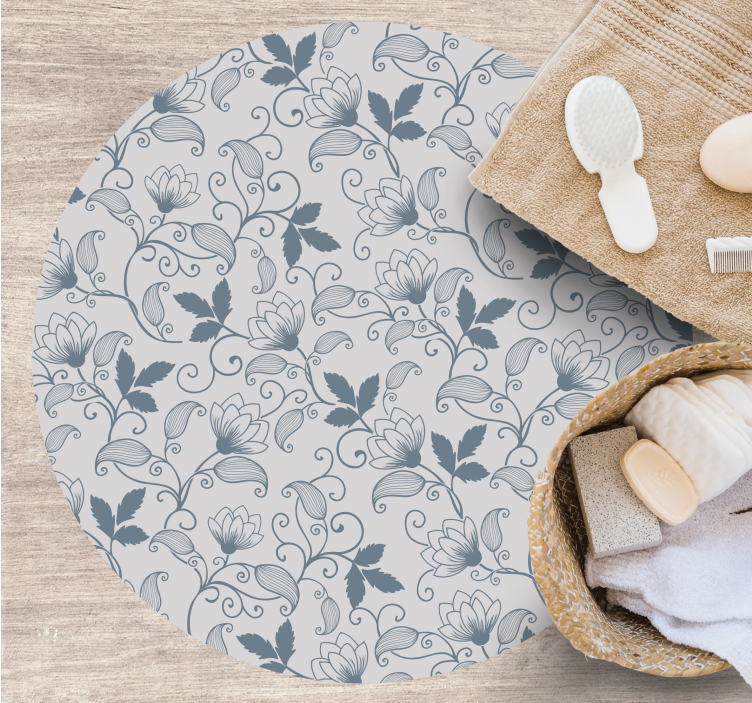 Blomsterro vinyl tæppe til badeværelset - TenStickers