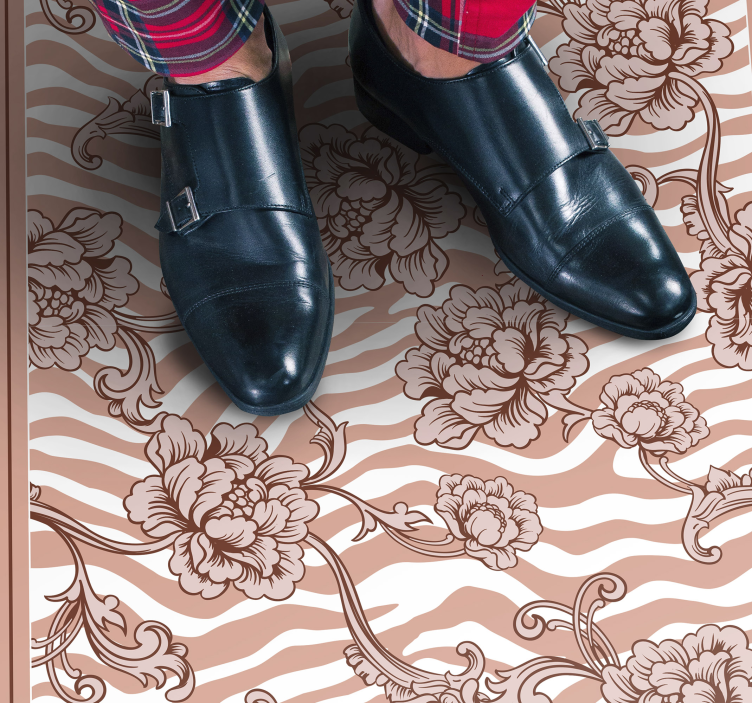 Zebra blomsterfusion vinyltæppe til soveværelse - TenStickers