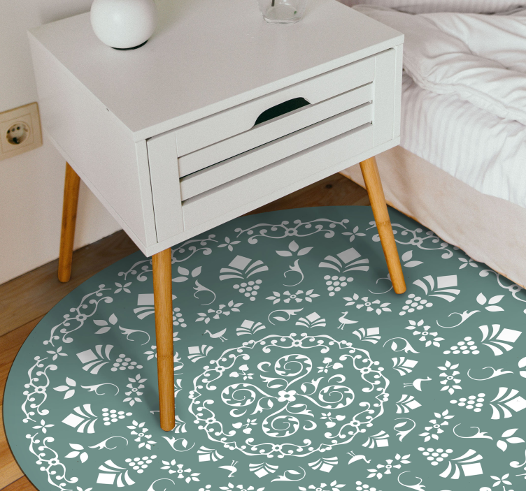 Blomstermønstermotiv mandala vinyl tæppe - TenStickers