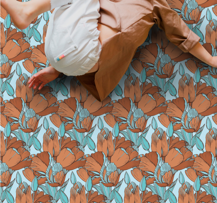 Blomstermotiv vinyl tæppe - TenStickers