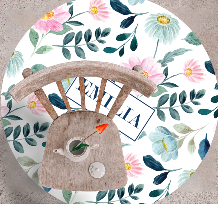 Blomsternavn personalisering vinyltæppe til soveværelse - TenStickers