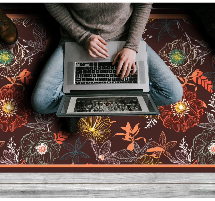 Vintage burst-design Blomster og planter vinyltæppe - TenStickers