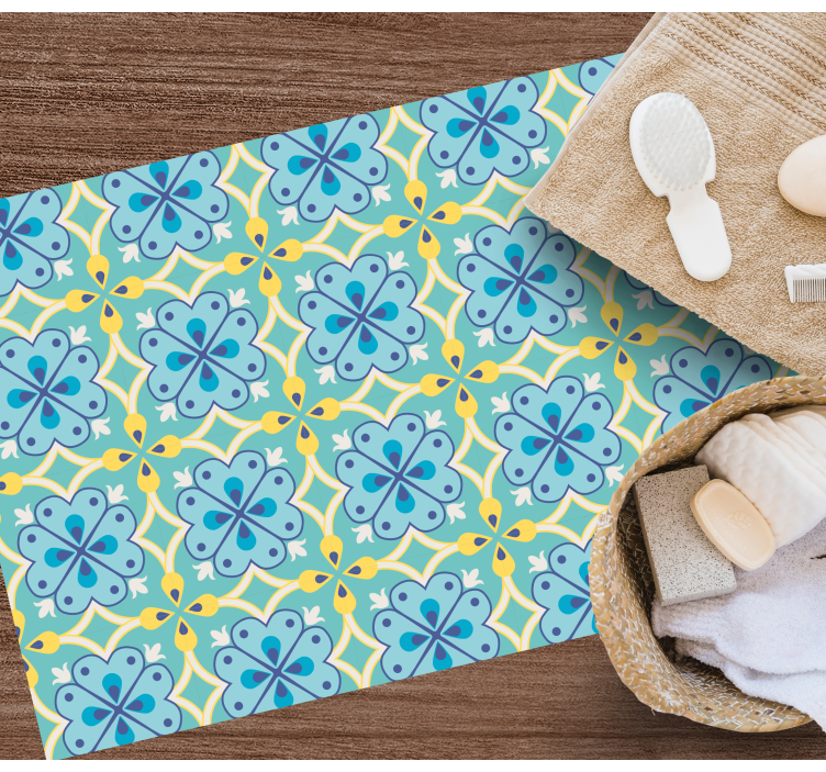 Blomstrende elementer vinyl tæppe med fliseeffekt - TenStickers