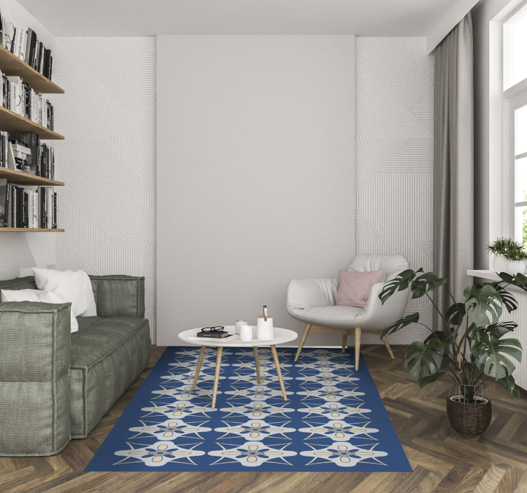 Blomstret flisesammensætning vinyl tæppe med fliseeffekt - TenStickers