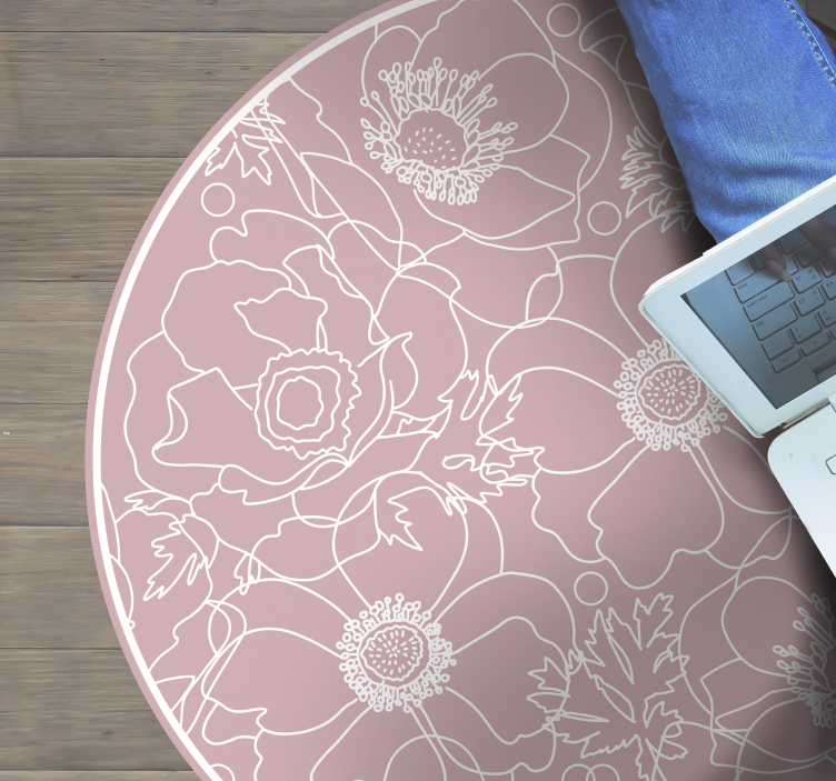 Blomstret konturmotiv Blomster og planter vinyltæppe - TenStickers