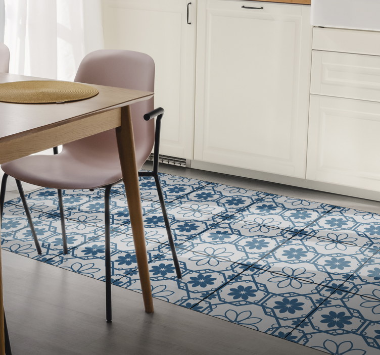 Blomstret mosaik flise vinyl tæppe med fliseeffekt - TenStickers