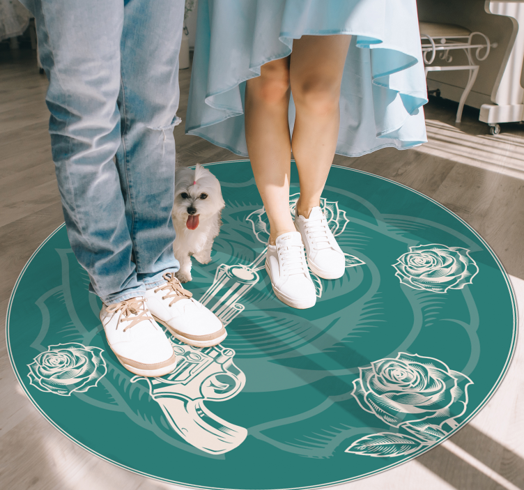 Blomstret revolver Blomster og planter vinyltæppe - TenStickers