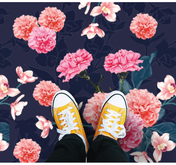 Botanisk drømmemotiv Blomster og planter vinyltæppe - TenStickers