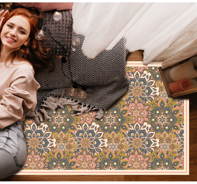 Botanisk emblem sofistikering mandala vinyl tæppe - TenStickers