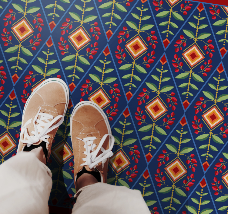 Botanisk geometrisk motiv geometriske vinyl tæppe - TenStickers