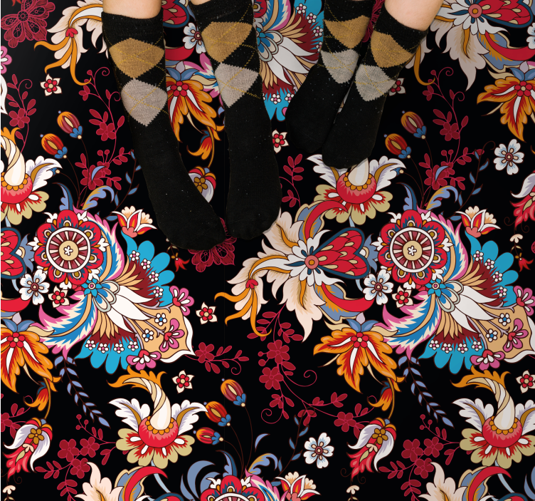 Botanisk inspiration mandala vinyl tæppe - TenStickers