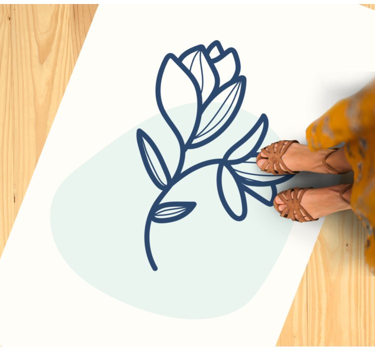 Botanisk omridsillustration Blomster og planter vinyltæppe - TenStickers