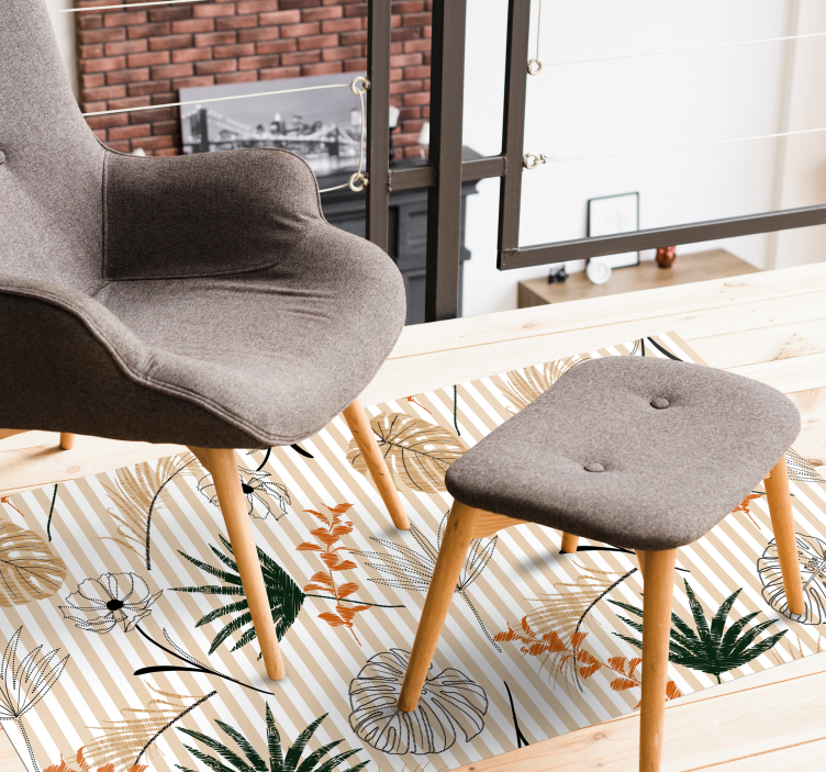 Botanisk tema Blomster og planter vinyltæppe - TenStickers