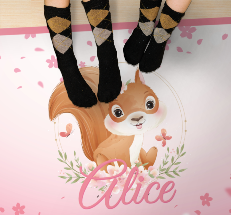 Egern illustration vinyl tæppe med navn - TenStickers