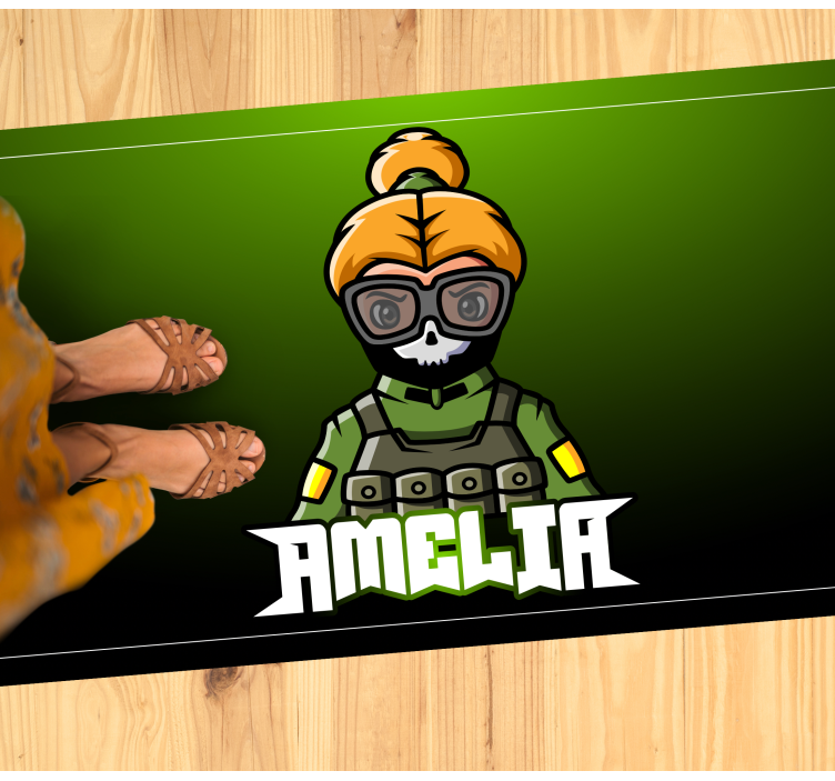 Kvindelig soldat med navn vinyl tæppe til teenagere - TenStickers