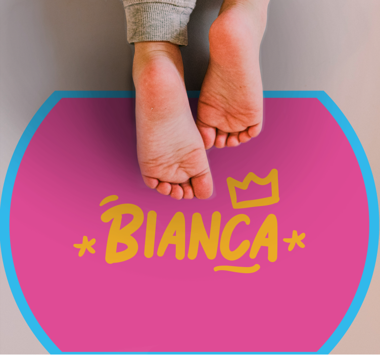 Blå måtte med navnekant vinyl tæppe med navn - TenStickers