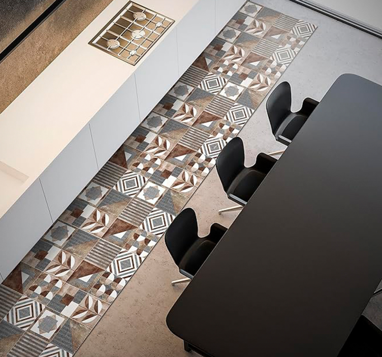 Brun cementin mosaik vinyl tæppe - TenStickers