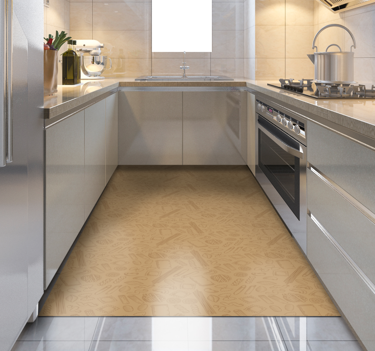 Brun tæppe køkken mønster vinyl tæppe - TenStickers