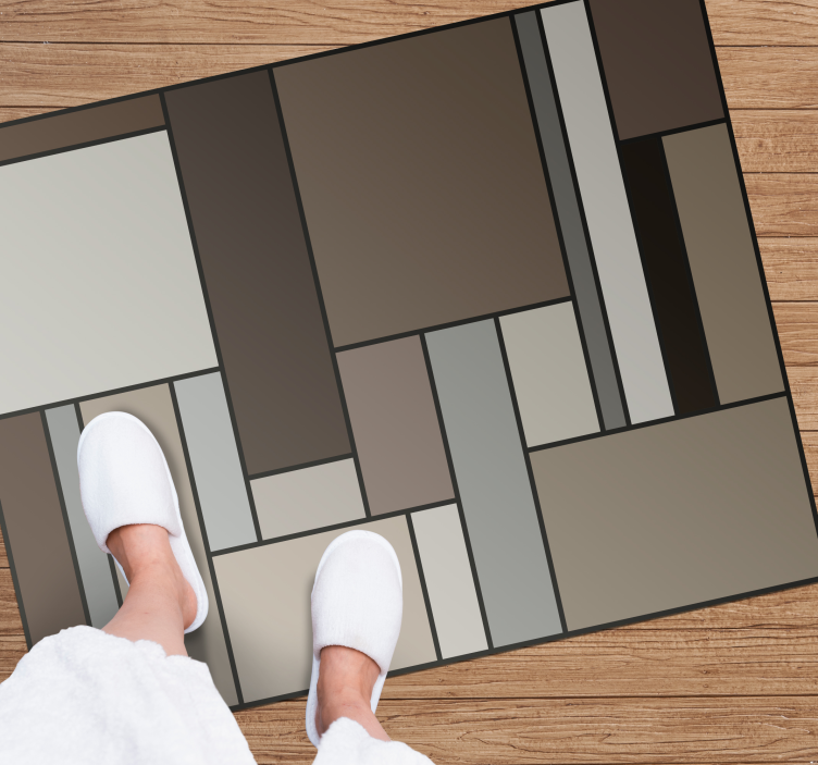 Brune firkanter geometriske vinyltæpper - TenStickers