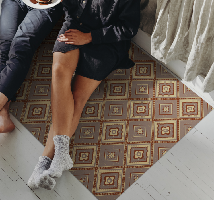 Brunt mønster mosaik gulvfliser - TenStickers