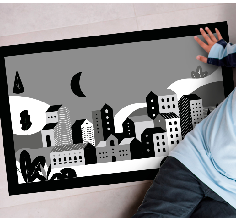 Bybillede sort og hvid moderne vinyl tæppe - TenStickers