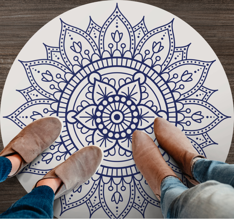 Cirkulær mandala gulvindretning vinyl tæppe til stuen - TenStickers