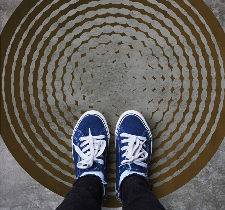 Cirkulært bagagerumsmønster vinyl tæppe med træeffekt - TenStickers