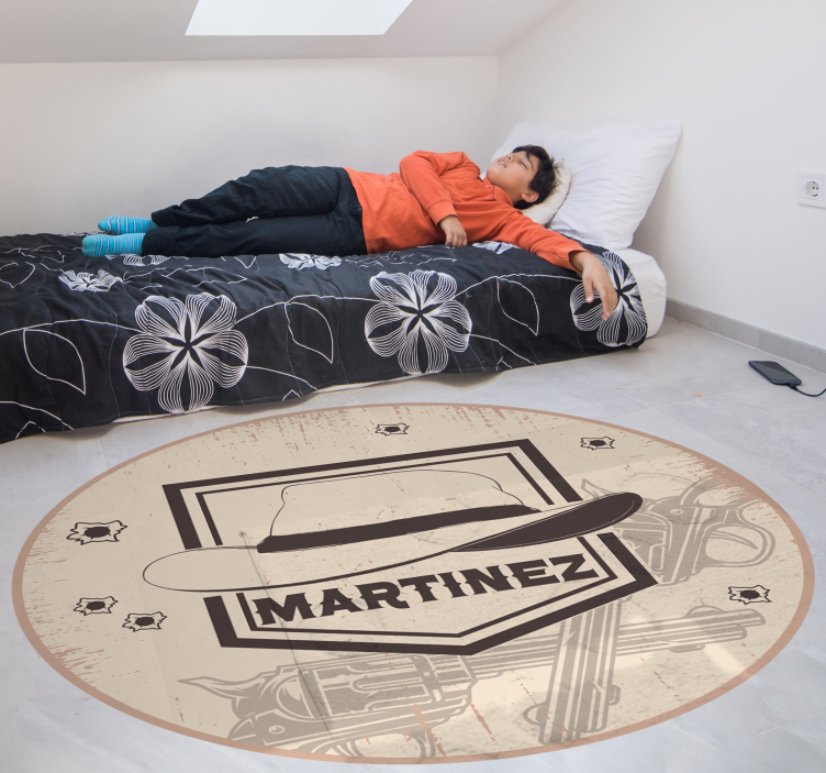 Cowboy hat med navn vinyl tæppe med navn - TenStickers