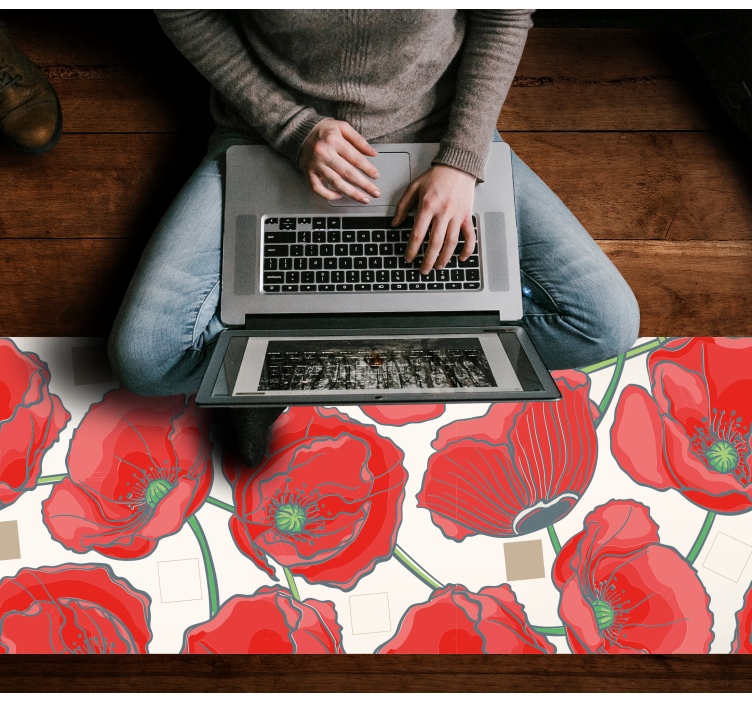 Crimson blossom-raffinement Blomster og planter vinyltæppe - TenStickers