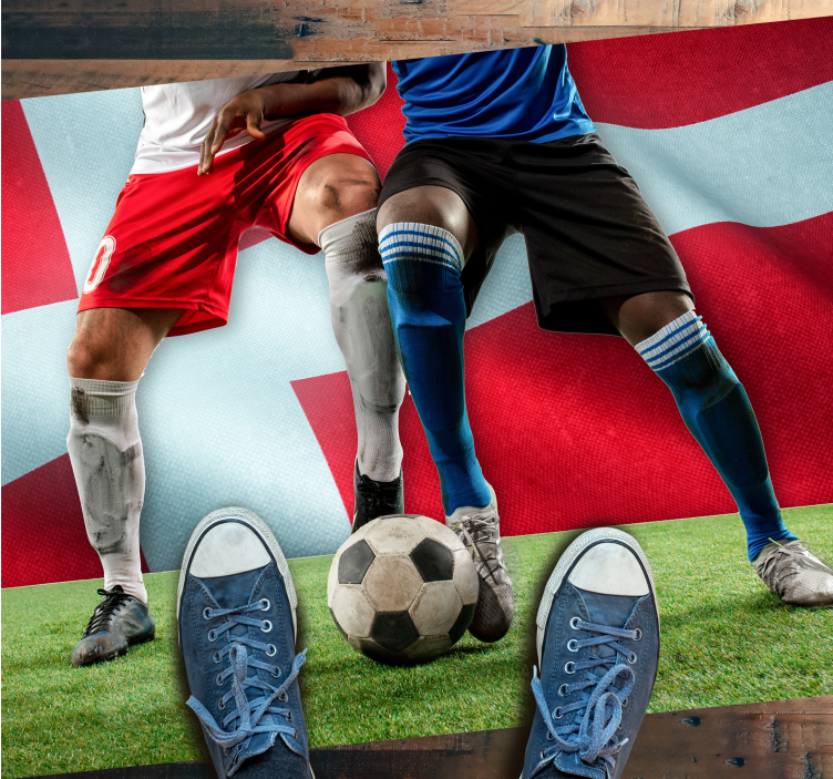 Dansk fodboldspiller, der tackler vintage tæppe - TenStickers