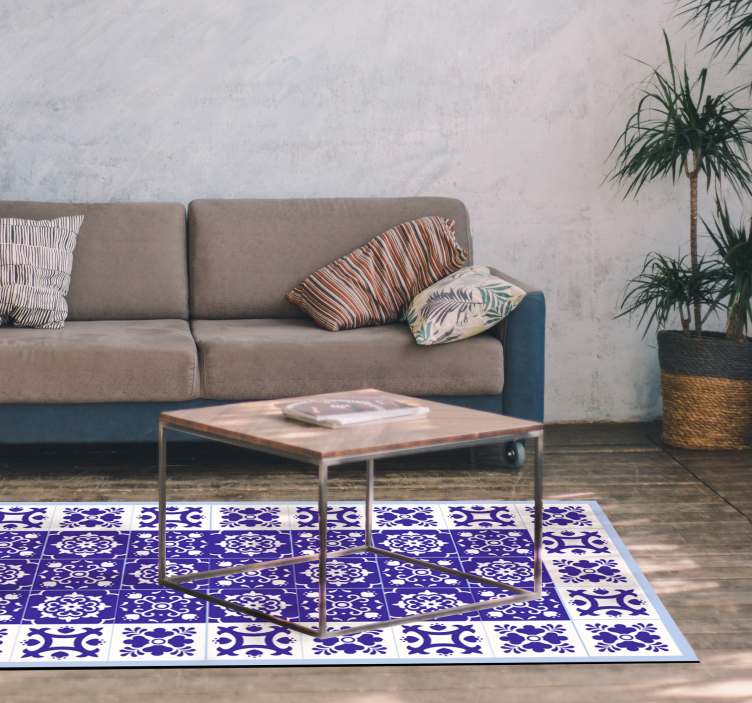 Dejlige hvide og blå fliser tæppe - TenStickers