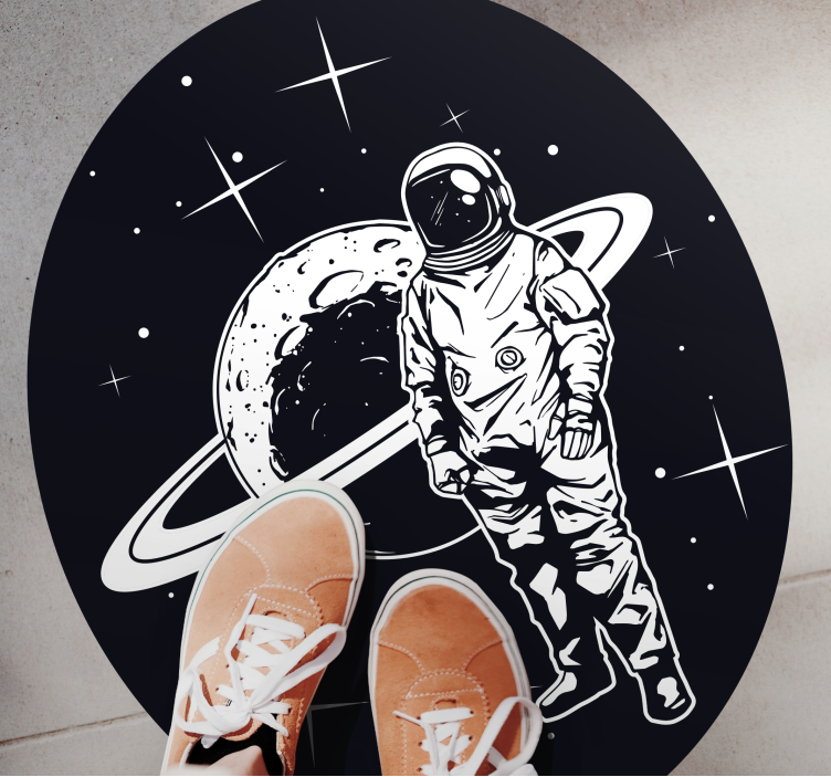 Design af astronaut med planet soveværelse tæppe - TenStickers
