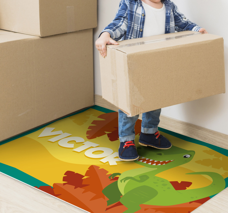 Dinosaur vinyl tæppe med navn - TenStickers