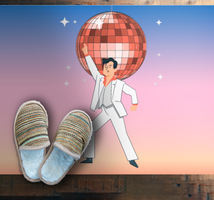 Disco bold illustration med farver vintage tæppe - TenStickers