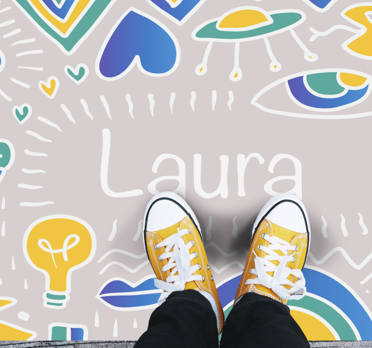 Doodling kunst med navn personlig måtten - TenStickers