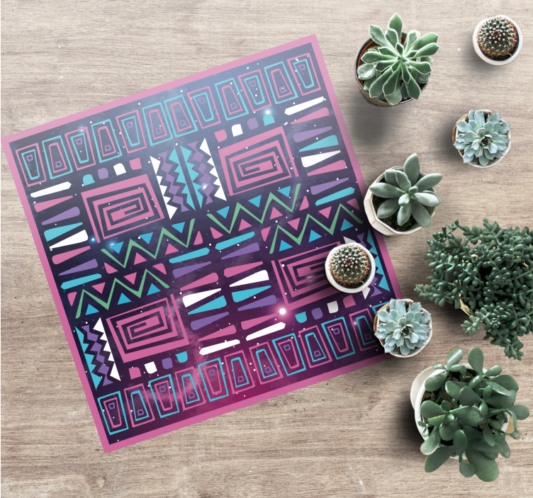 Dynamiske geometriske mønstre etniske vinyltæppe - TenStickers