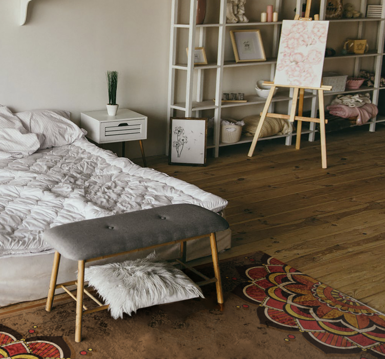 Efterårs halvt mandalas mandala vinyl tæppe - TenStickers