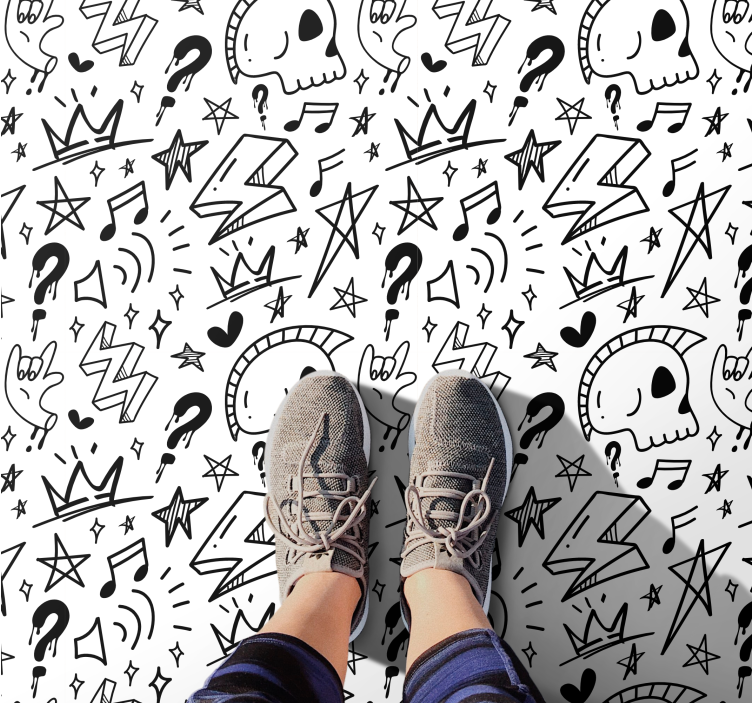 Eklektiske teenagemønstre vinyl tæppe til teenagere - TenStickers