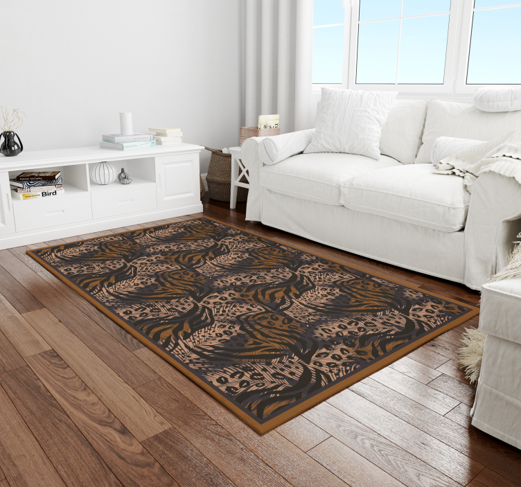 Eksotisk junglemotiv vinyltæppe med dyreprint - TenStickers